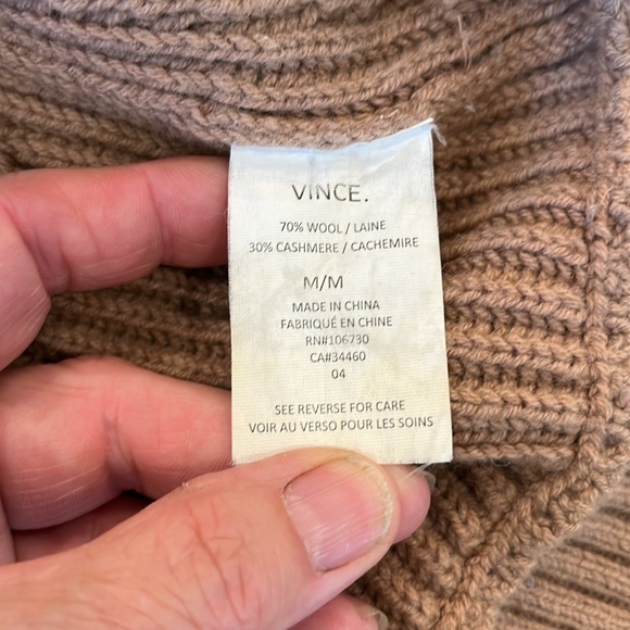 EUC Vince wool and cashmere blend light brown turtleneck sleeveless tunic - Picture 10 of 11